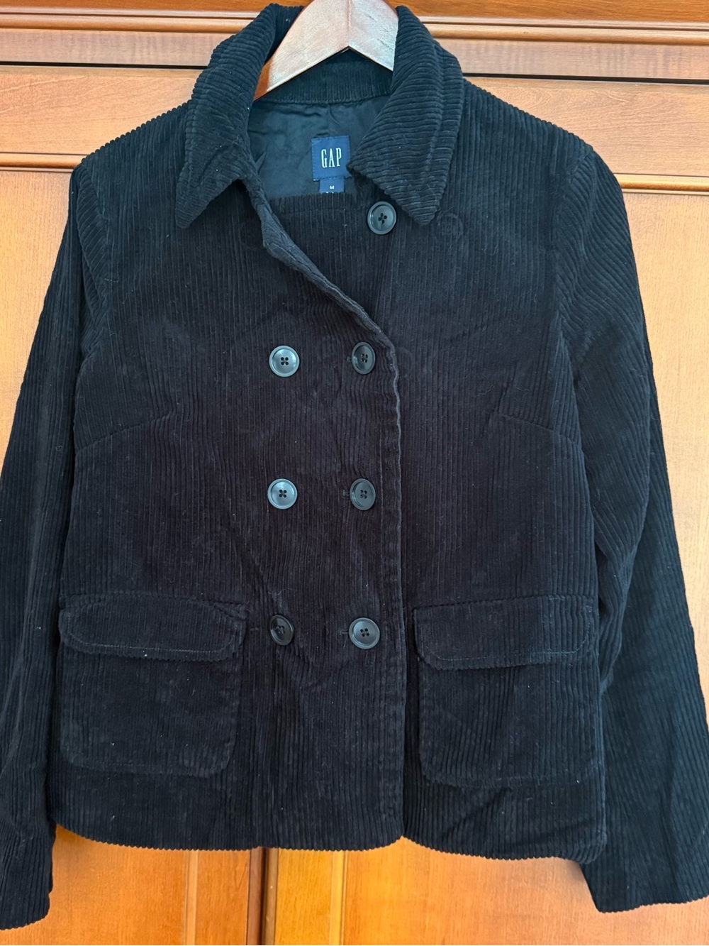 VTG GAP Black Corduroy Double-Breasted Pea Coat